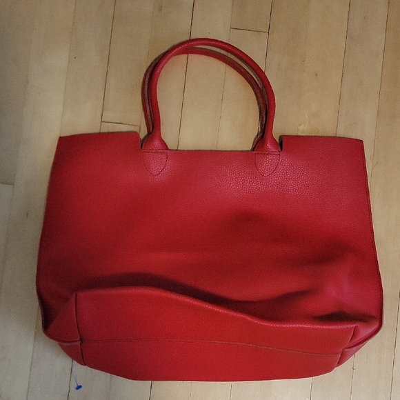 Mark And Graham Red Leather Tote Bag Purse -  J - Picture 3 of 12